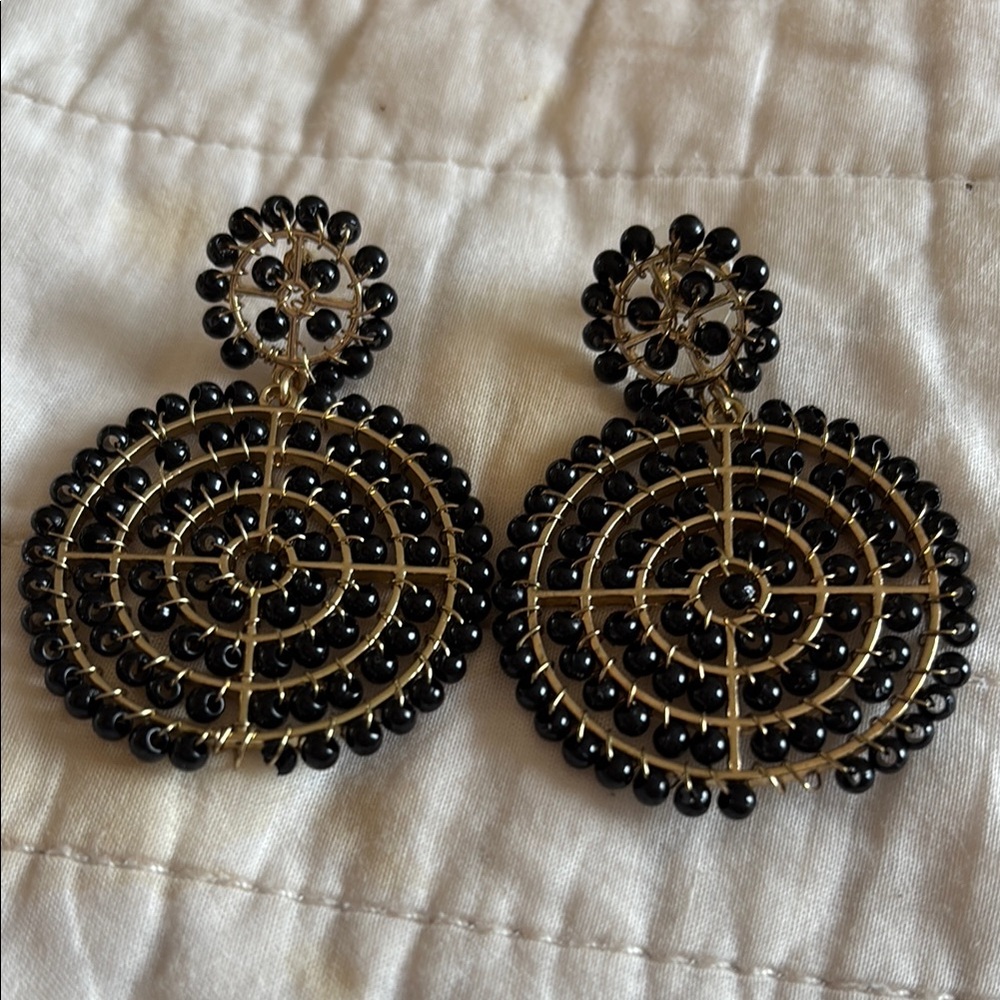 Elegant Black Beaded Earrings